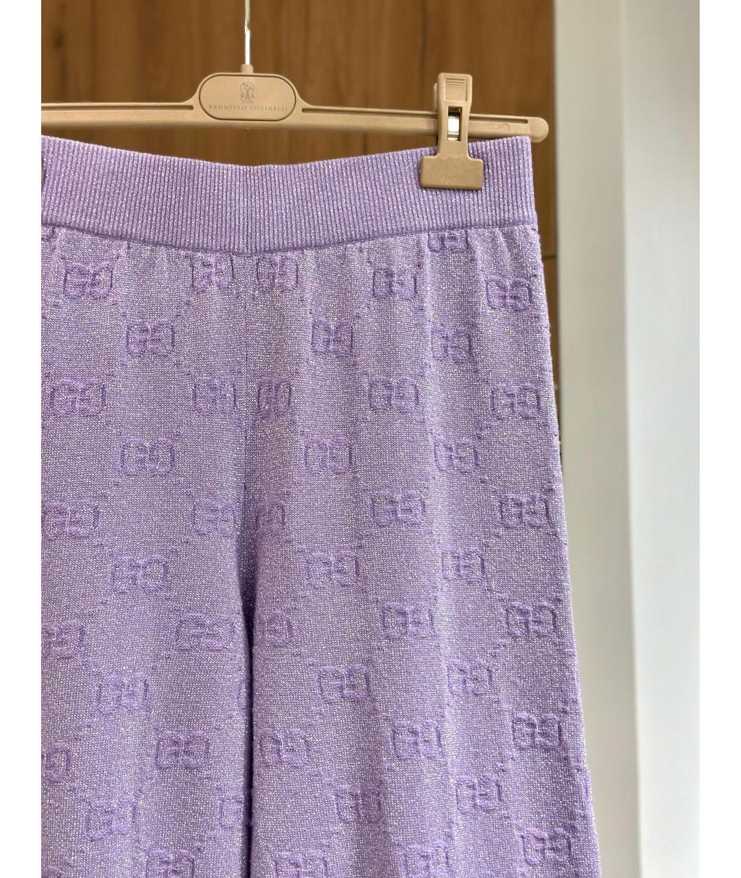 GUCCI Фиолетовые хлопковые спортивные брюки и шорты, фото 2