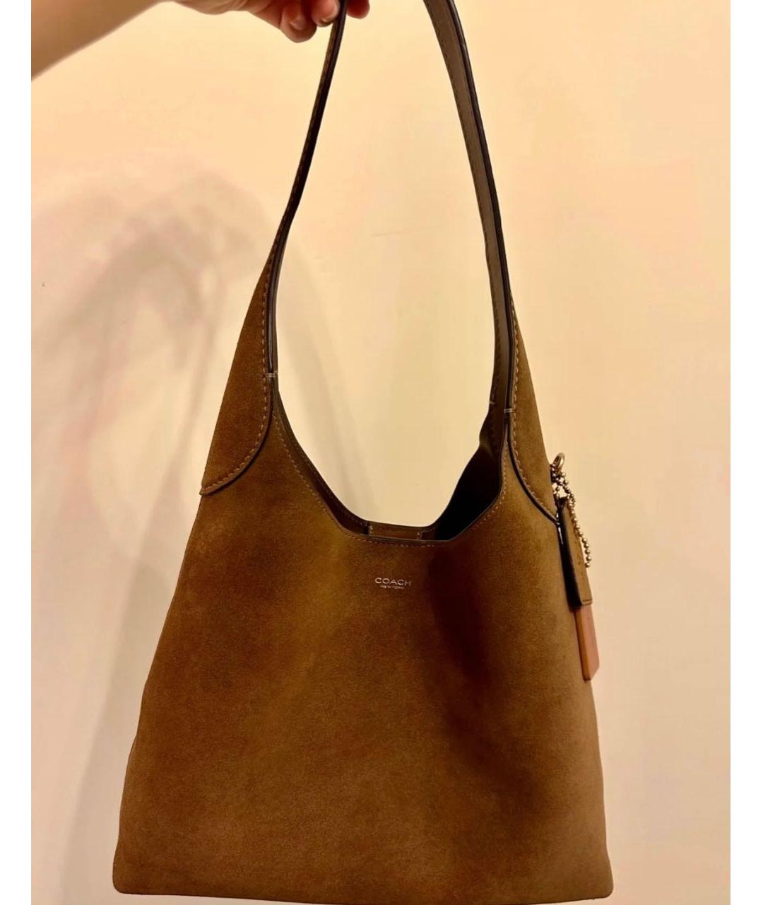 COACH Коричневая замшевая сумка через плечо, фото 5