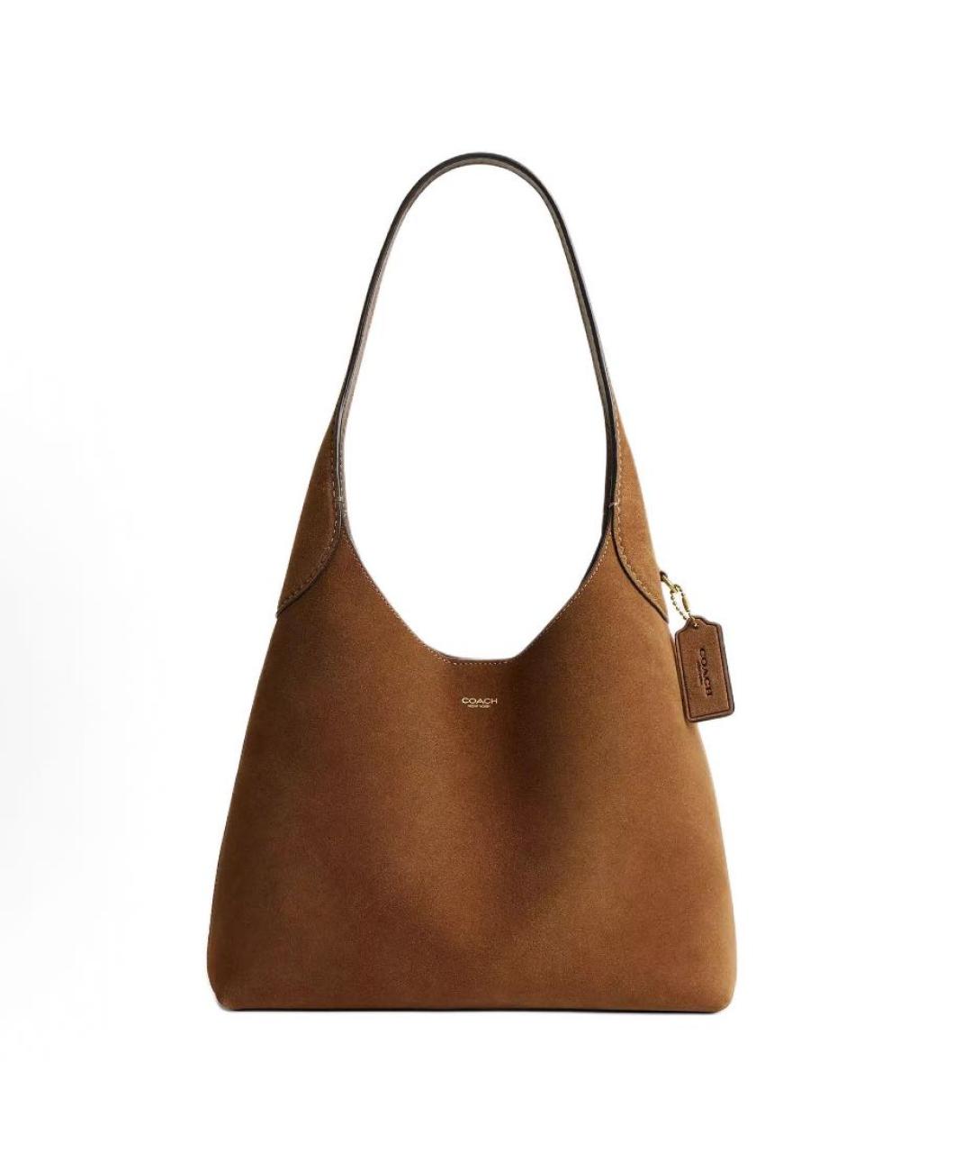 COACH Коричневая замшевая сумка через плечо, фото 7