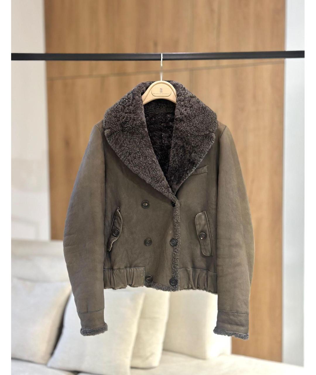 BRUNELLO CUCINELLI Коричневая меховая дубленка, фото 2