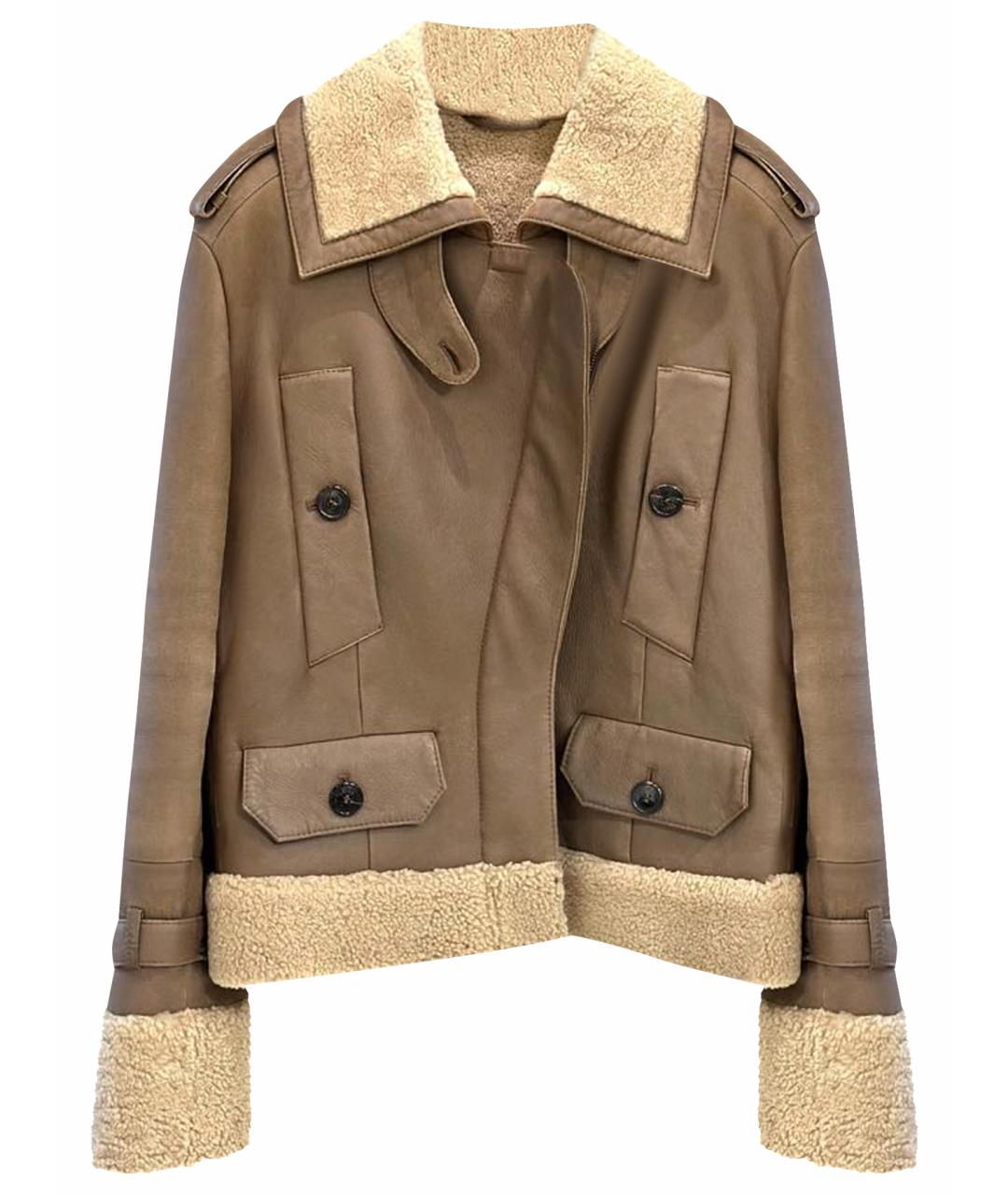 CHRISTIAN DIOR Коричневая кожаная дубленка, фото 1