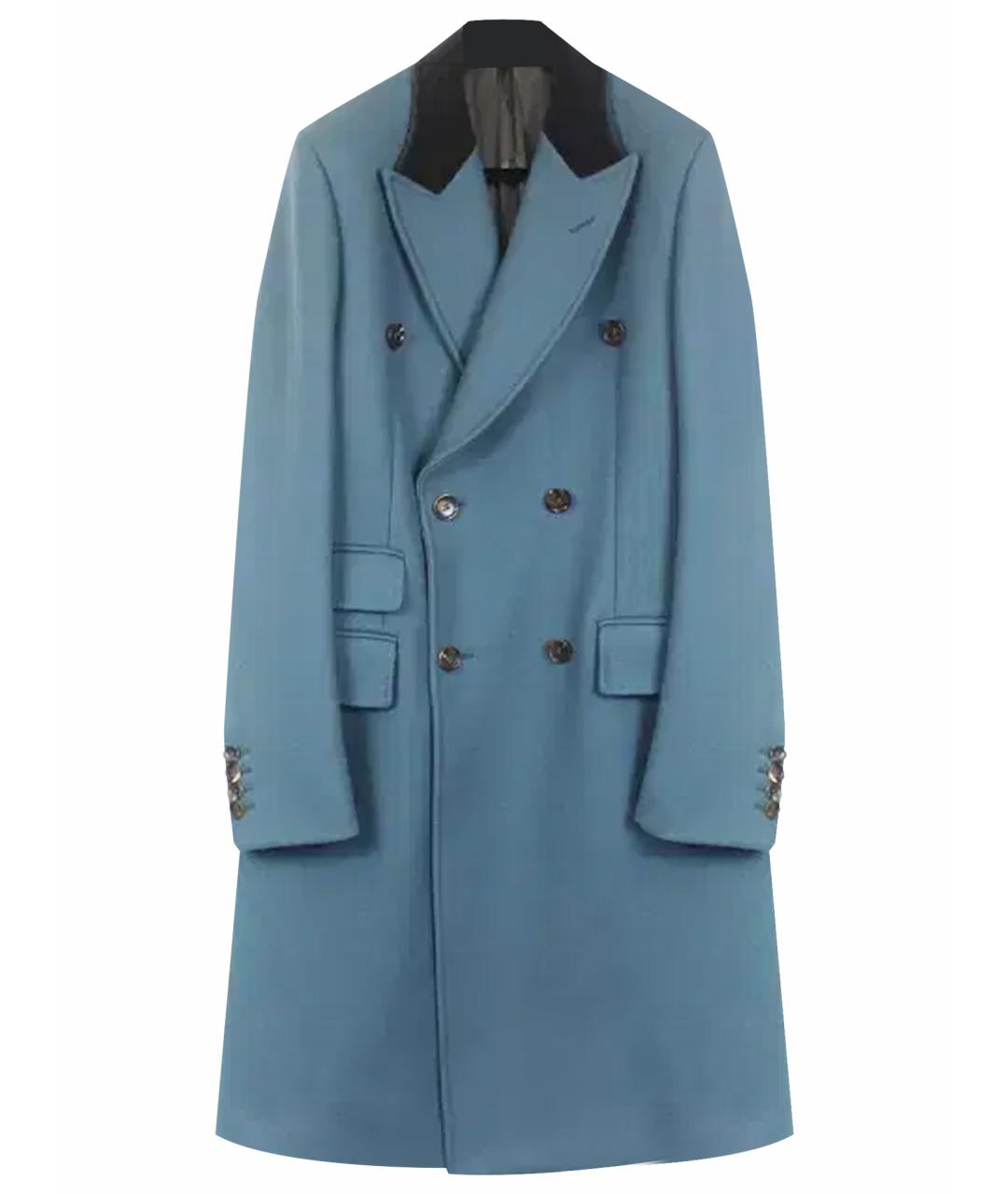 GUCCI Голубое шерстяное пальто, фото 1