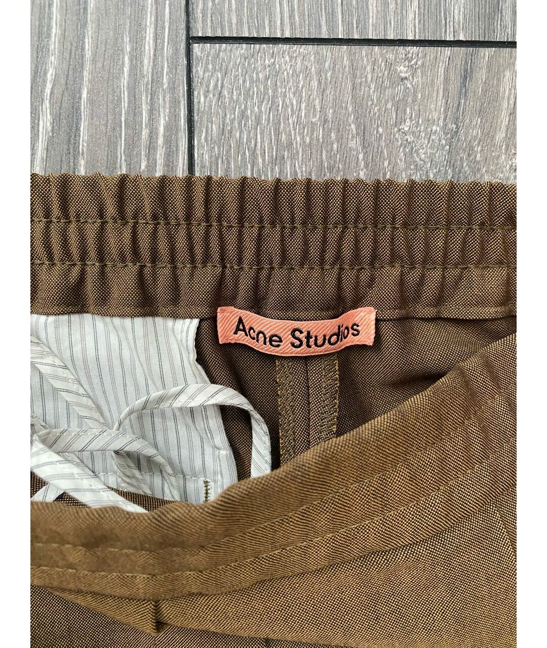 ACNE STUDIOS Коричневые шерстяные прямые брюки, фото 3