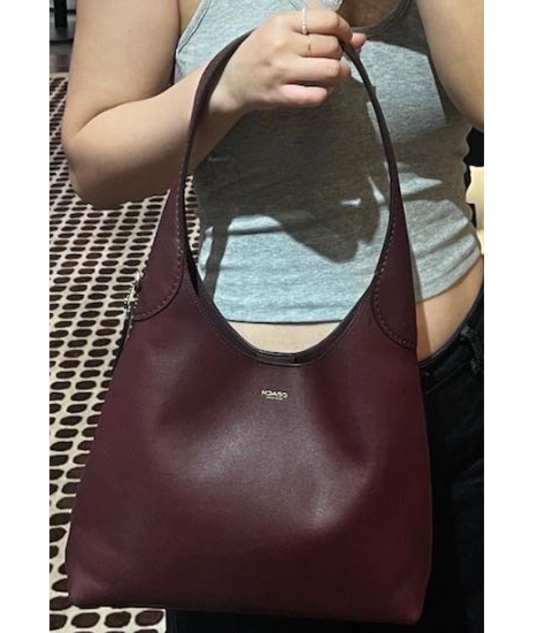 COACH Бордовая кожаная сумка через плечо, фото 6