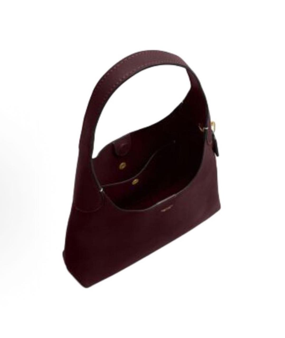 COACH Бордовая кожаная сумка через плечо, фото 4