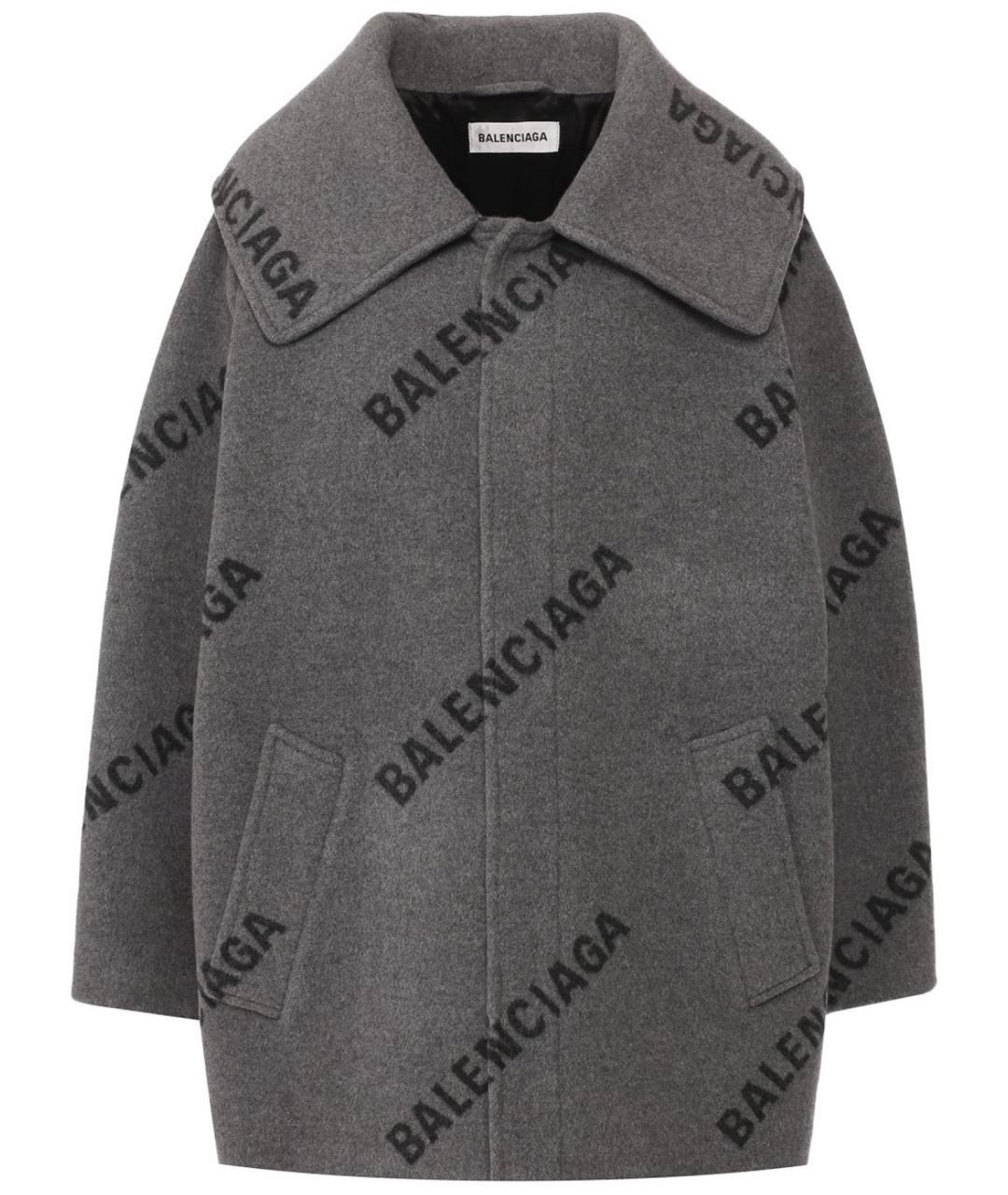 BALENCIAGA Серое шерстяное пальто, фото 1