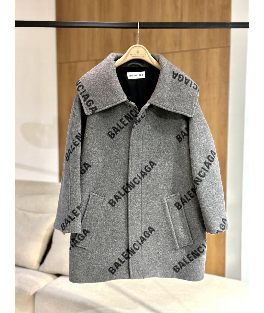 BALENCIAGA Серое шерстяное пальто, фото 3