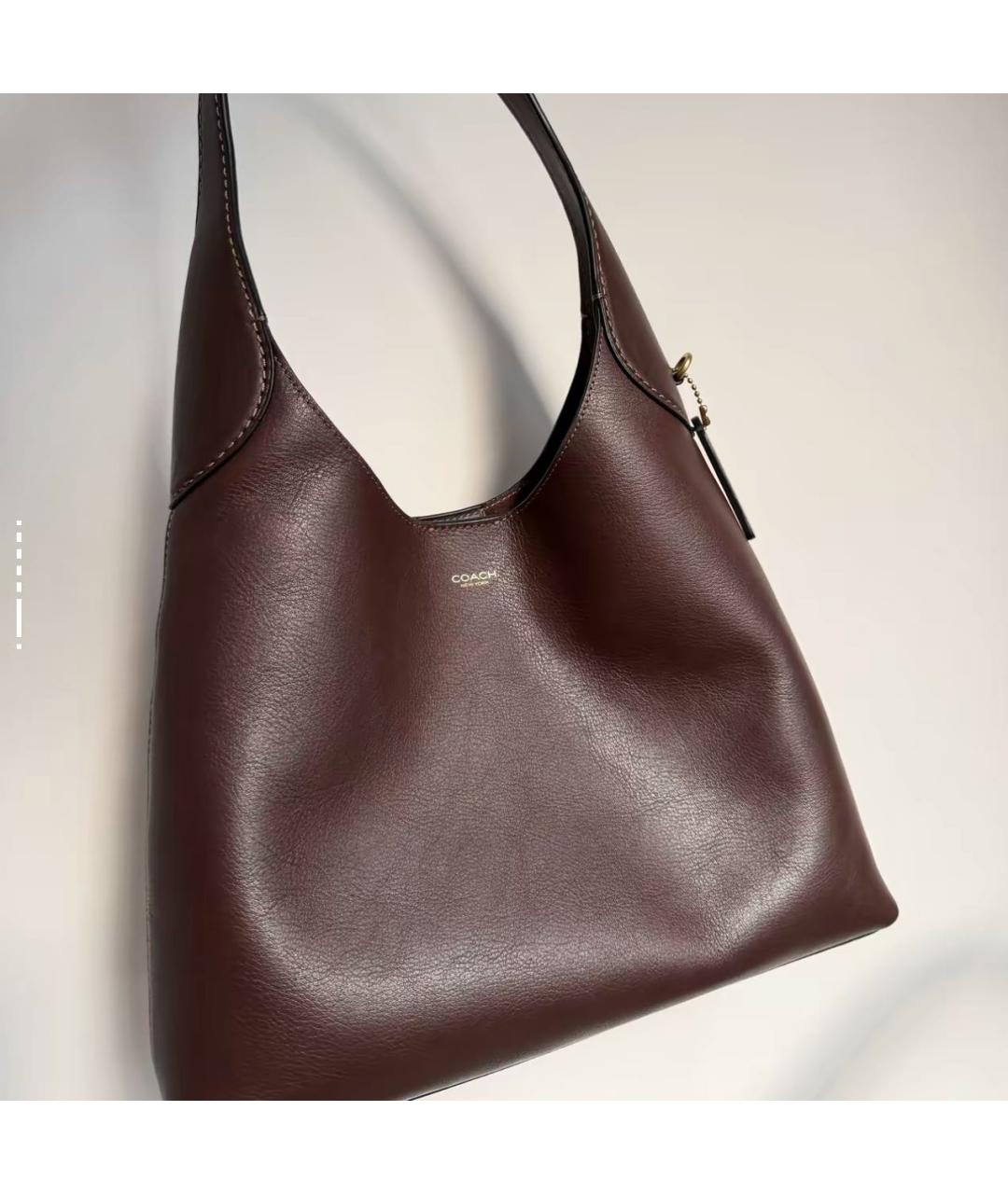 COACH Коричневая кожаная сумка через плечо, фото 5