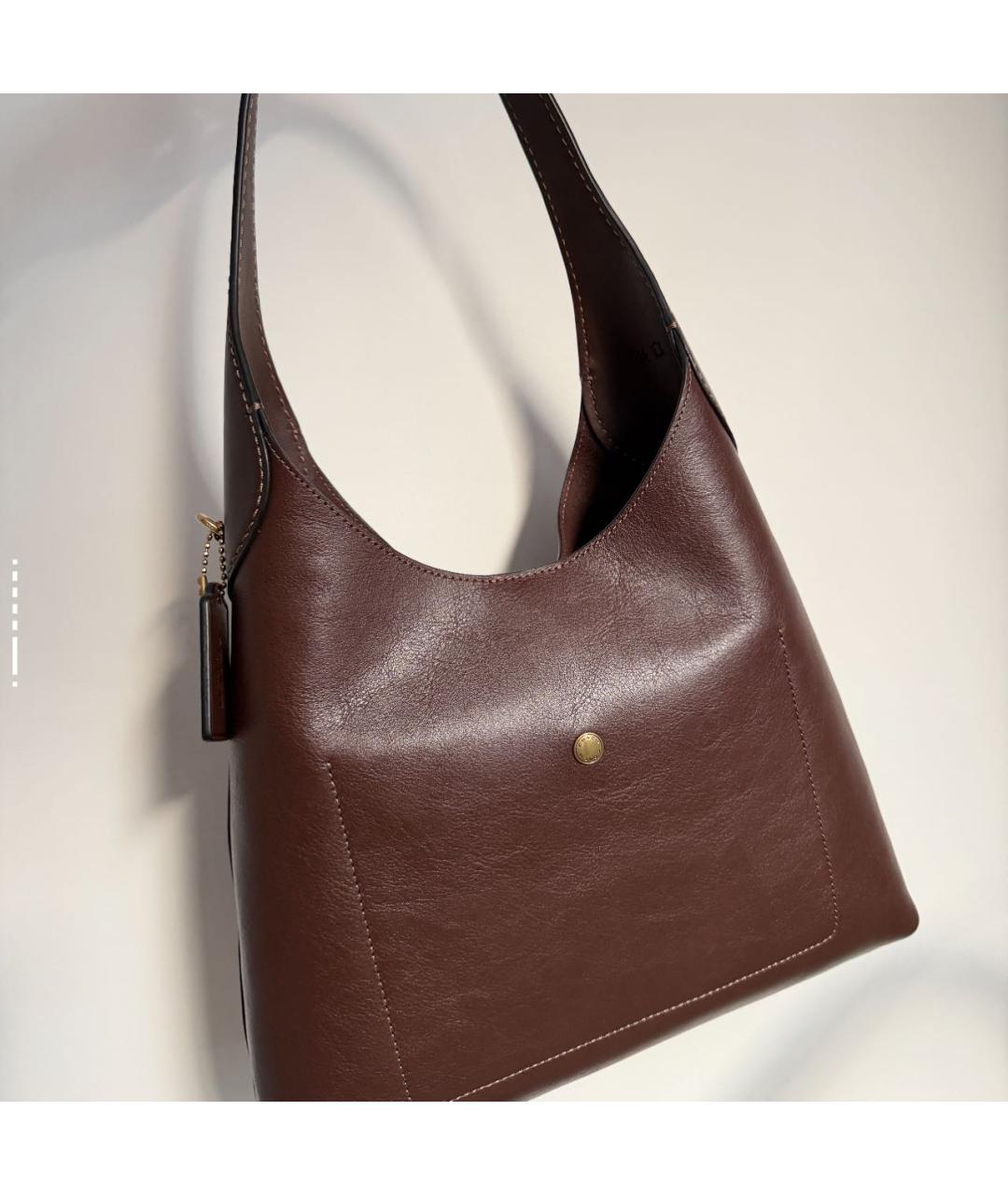 COACH Коричневая кожаная сумка через плечо, фото 6