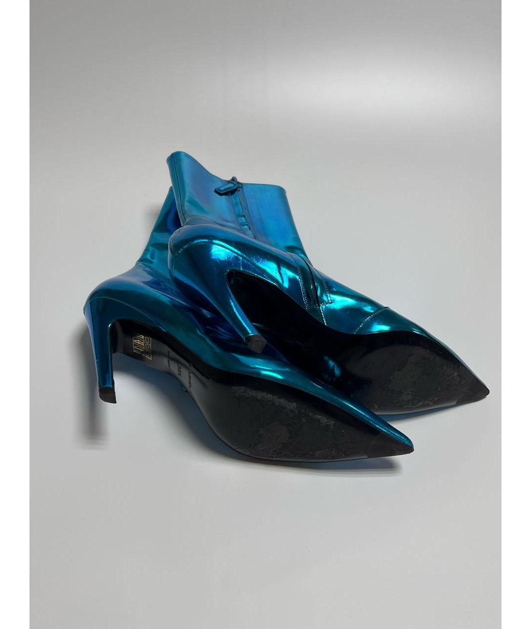 BALENCIAGA Голубые кожаные сапоги, фото 4