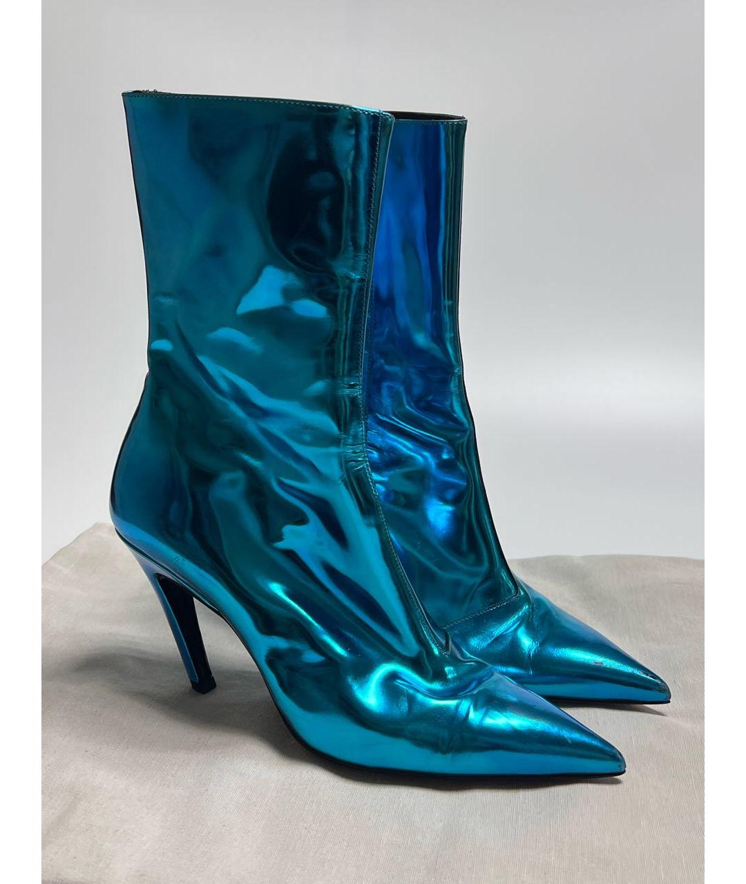 BALENCIAGA Голубые кожаные сапоги, фото 2