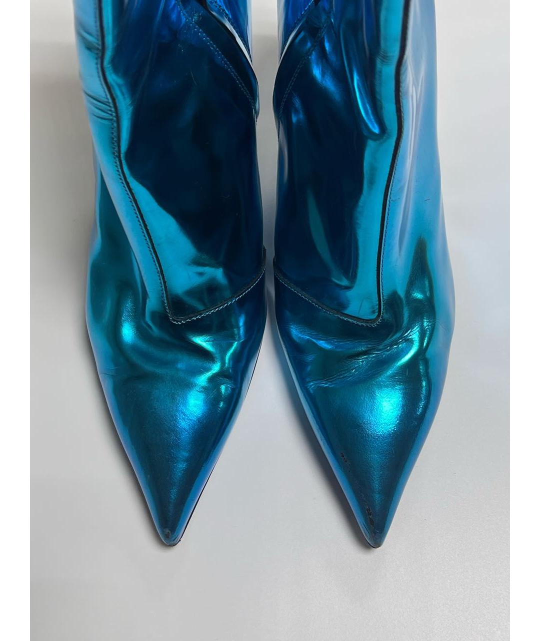 BALENCIAGA Голубые кожаные сапоги, фото 3