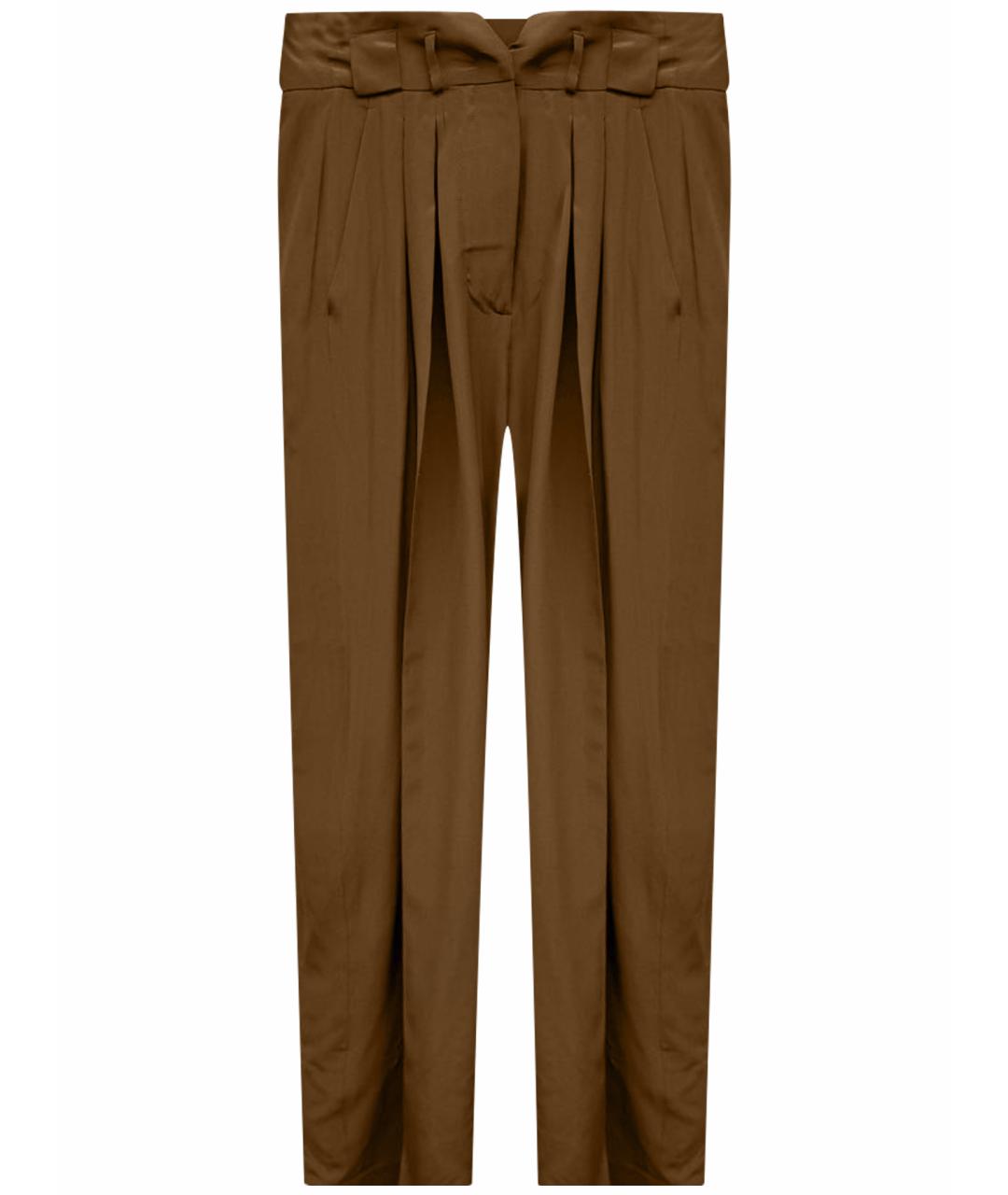 FENDI Коричневые шелковые брюки широкие, фото 1