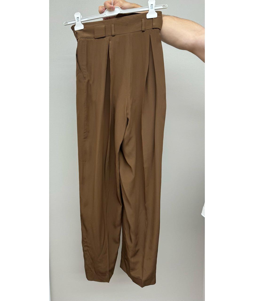 FENDI Коричневые шелковые брюки широкие, фото 2