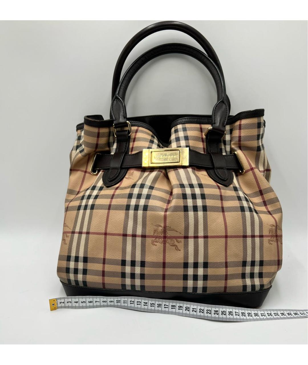 BURBERRY Бежевая кожаная сумка с короткими ручками, фото 3