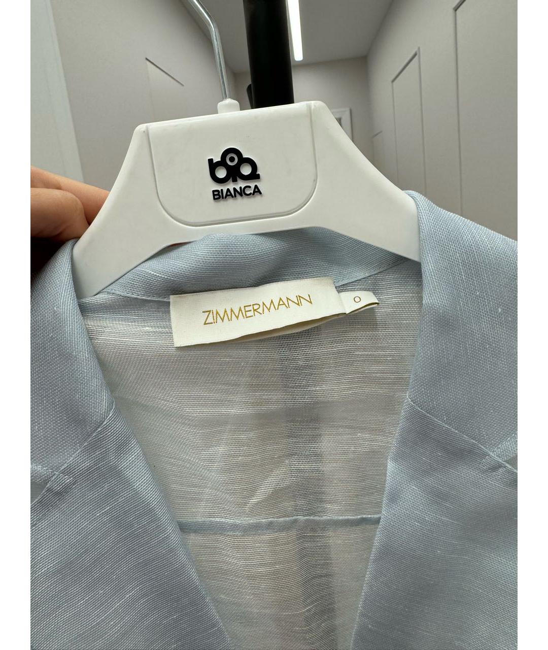 ZIMMERMANN Голубое льняное повседневное платье, фото 3