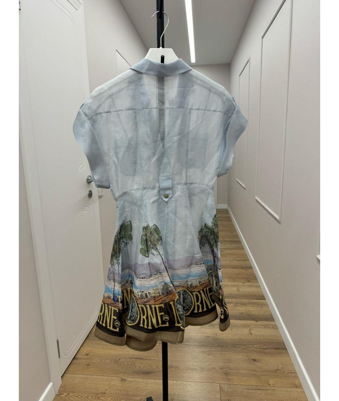 ZIMMERMANN Голубое льняное повседневное платье, фото 2
