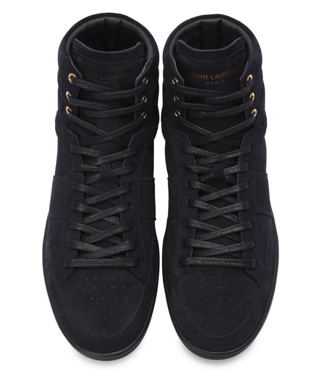 SAINT LAURENT Черные замшевые высокие кроссовки / кеды, фото 2