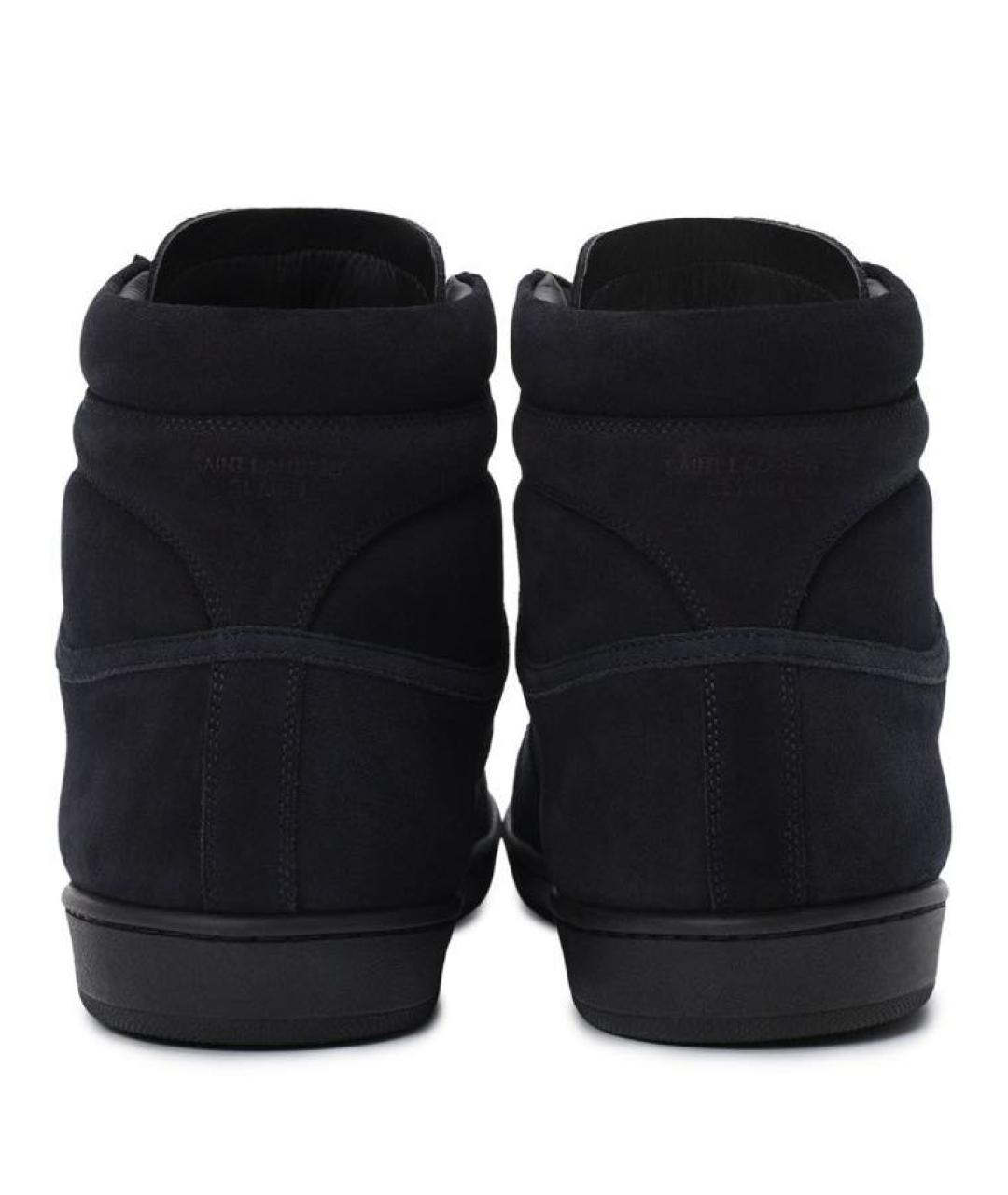 SAINT LAURENT Черные замшевые высокие кроссовки / кеды, фото 4