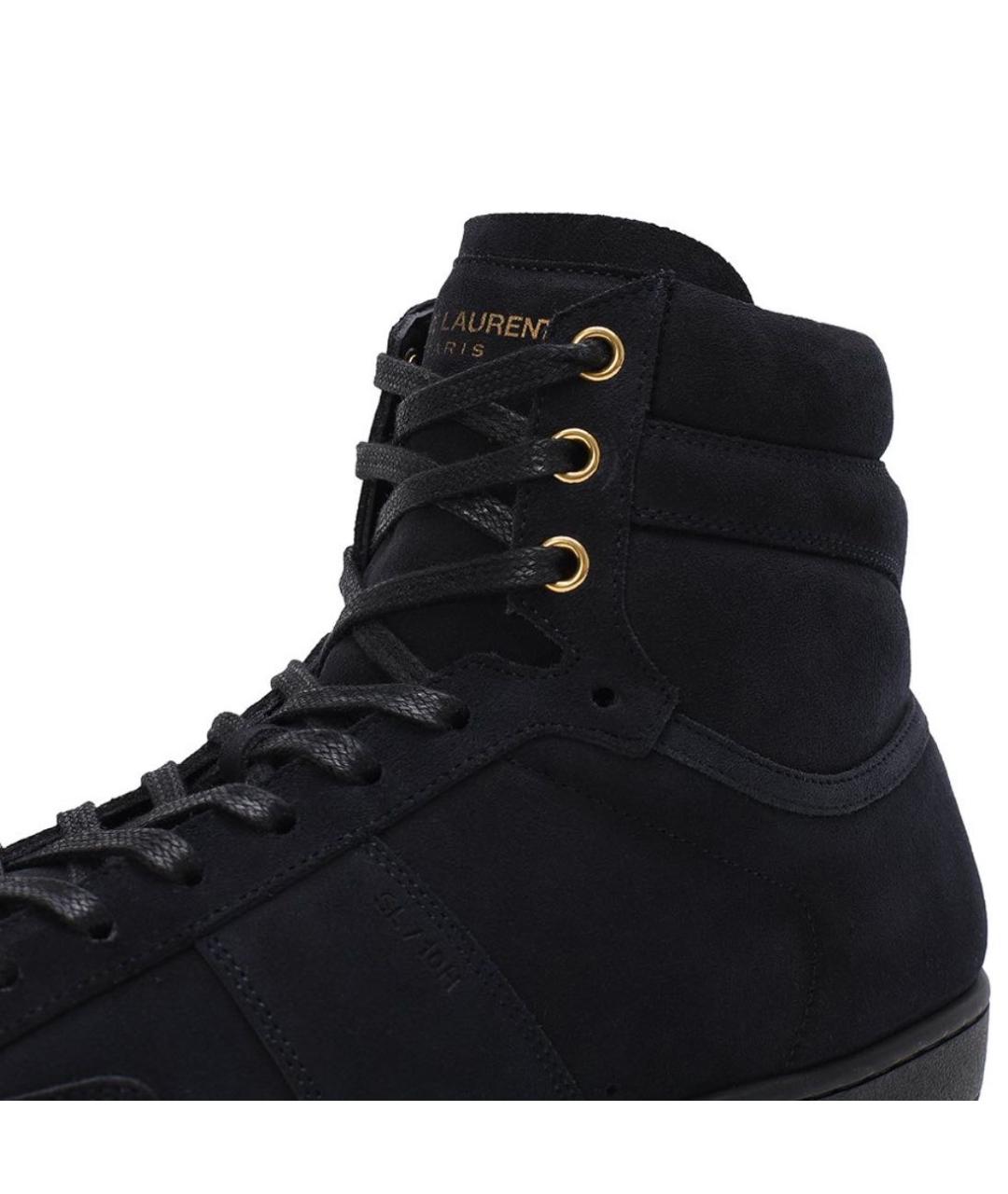 SAINT LAURENT Черные замшевые высокие кроссовки / кеды, фото 3