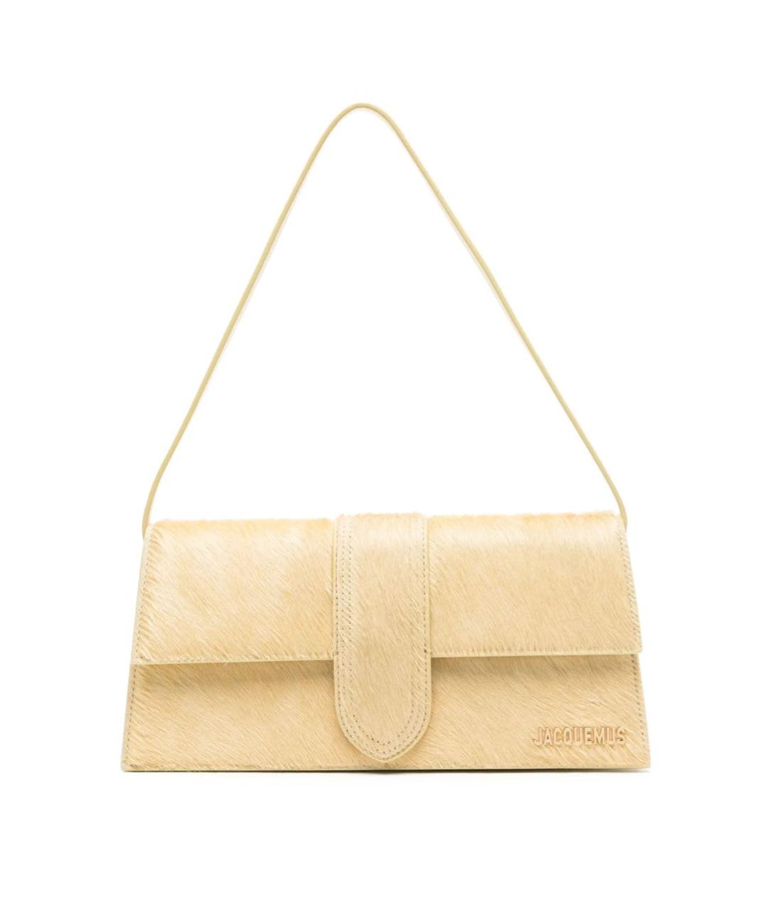 JACQUEMUS Бежевая кожаная сумка через плечо, фото 7