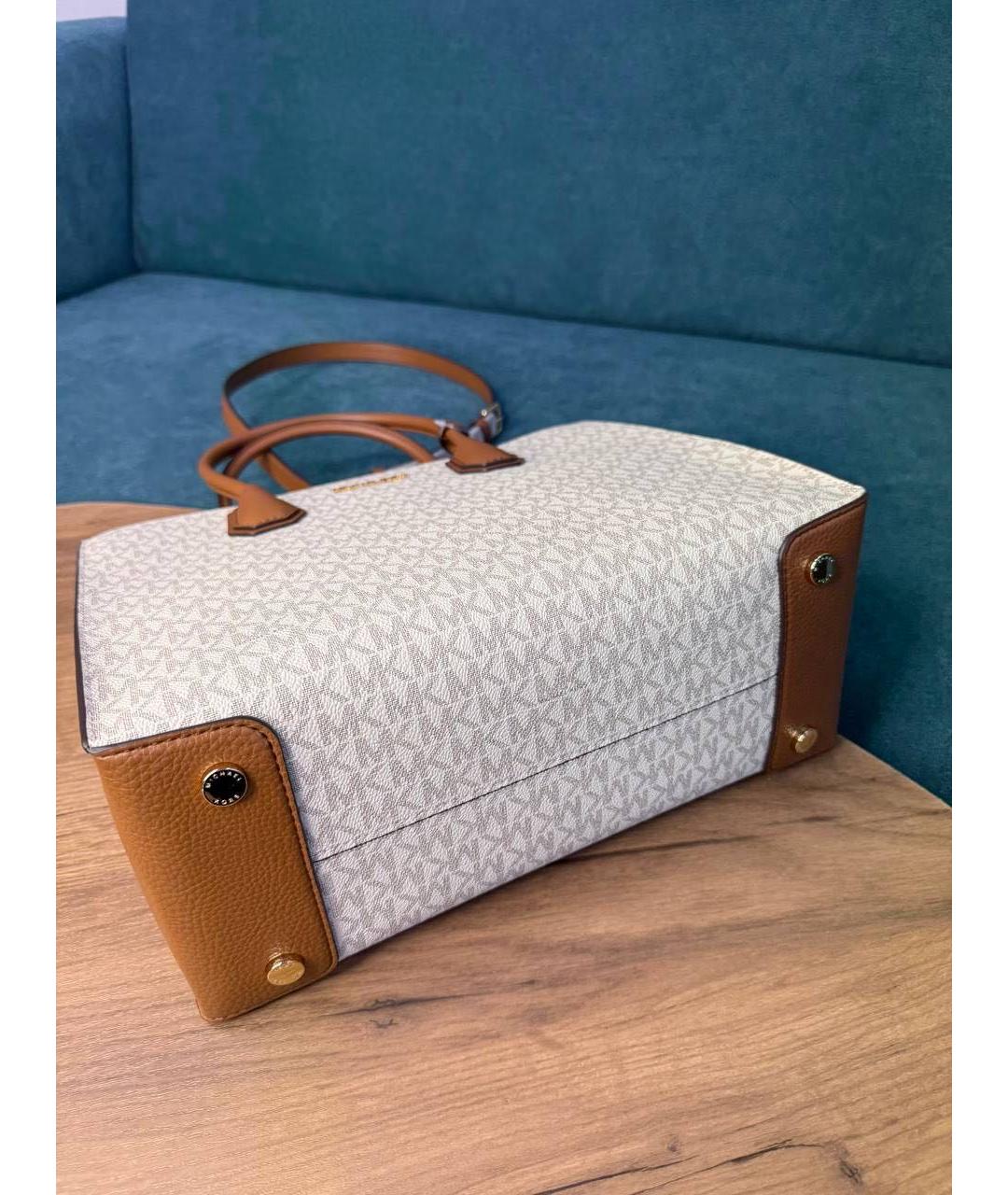 MICHAEL KORS Бежевая кожаная сумка через плечо, фото 6