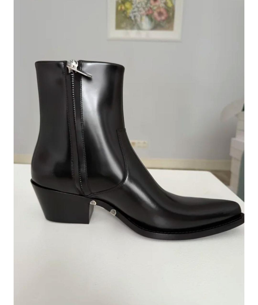 CALVIN KLEIN Черные кожаные высокие ботинки, фото 9