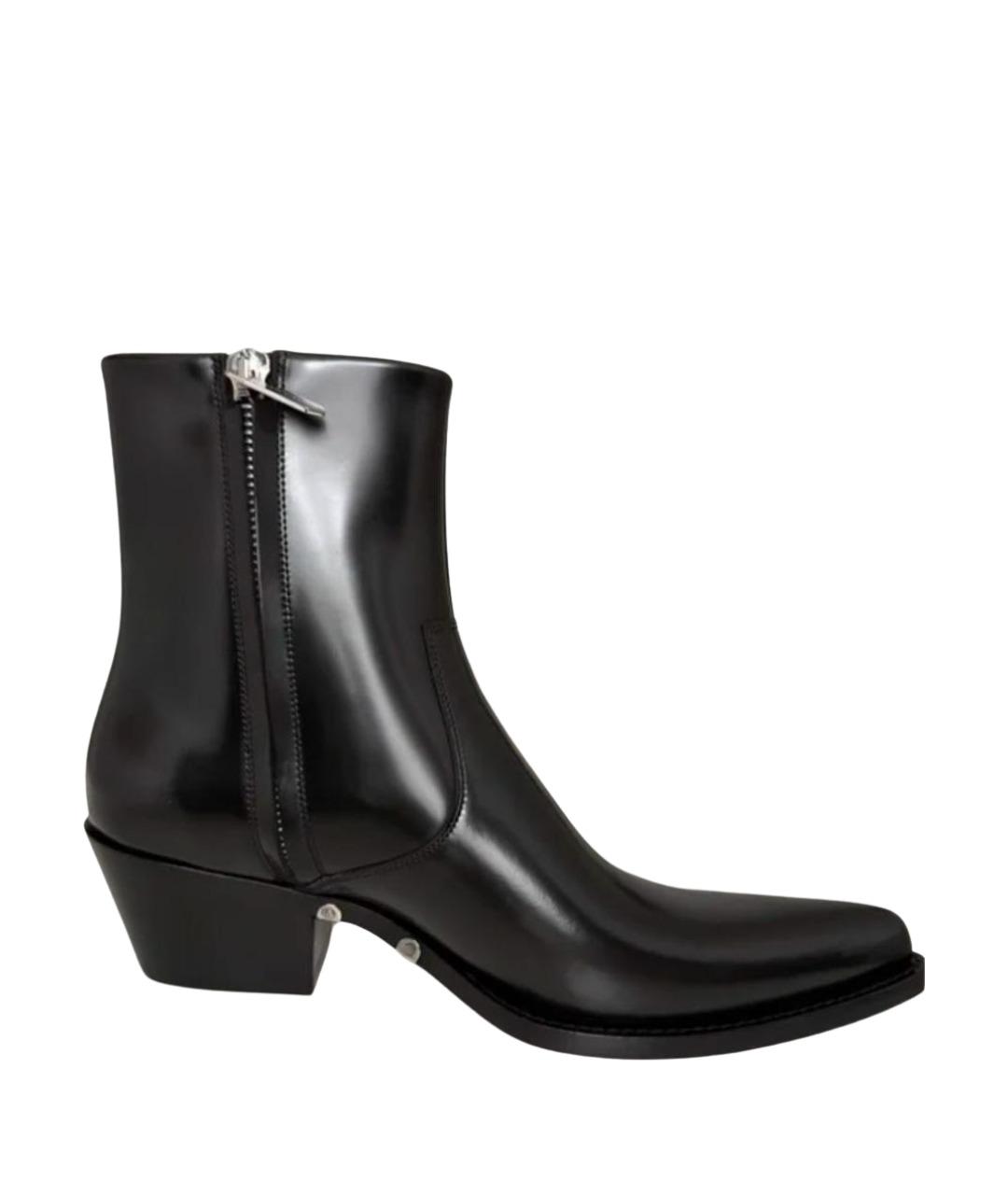 CALVIN KLEIN Черные кожаные высокие ботинки, фото 1