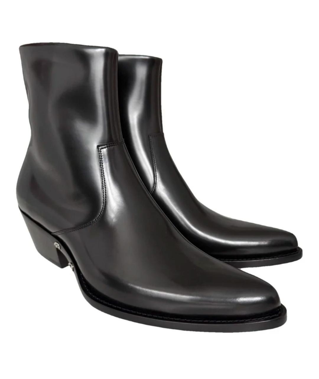 CALVIN KLEIN Черные кожаные высокие ботинки, фото 2