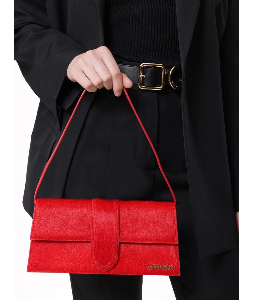JACQUEMUS Красная кожаная сумка через плечо, фото 2