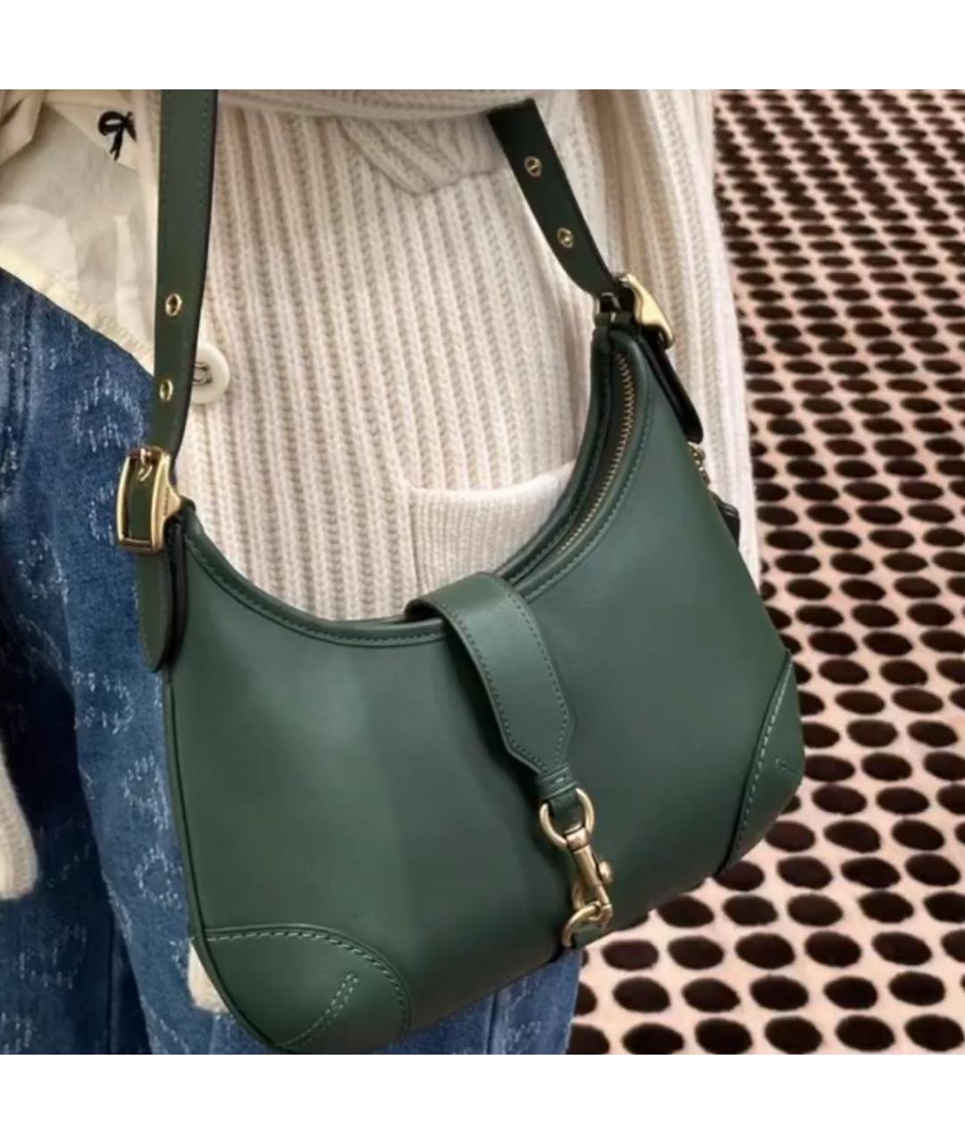 COACH Зеленая кожаная сумка через плечо, фото 7