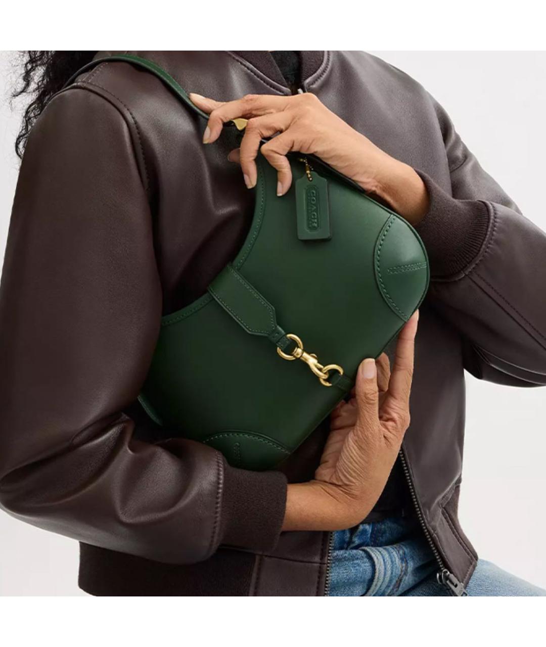COACH Зеленая кожаная сумка через плечо, фото 5