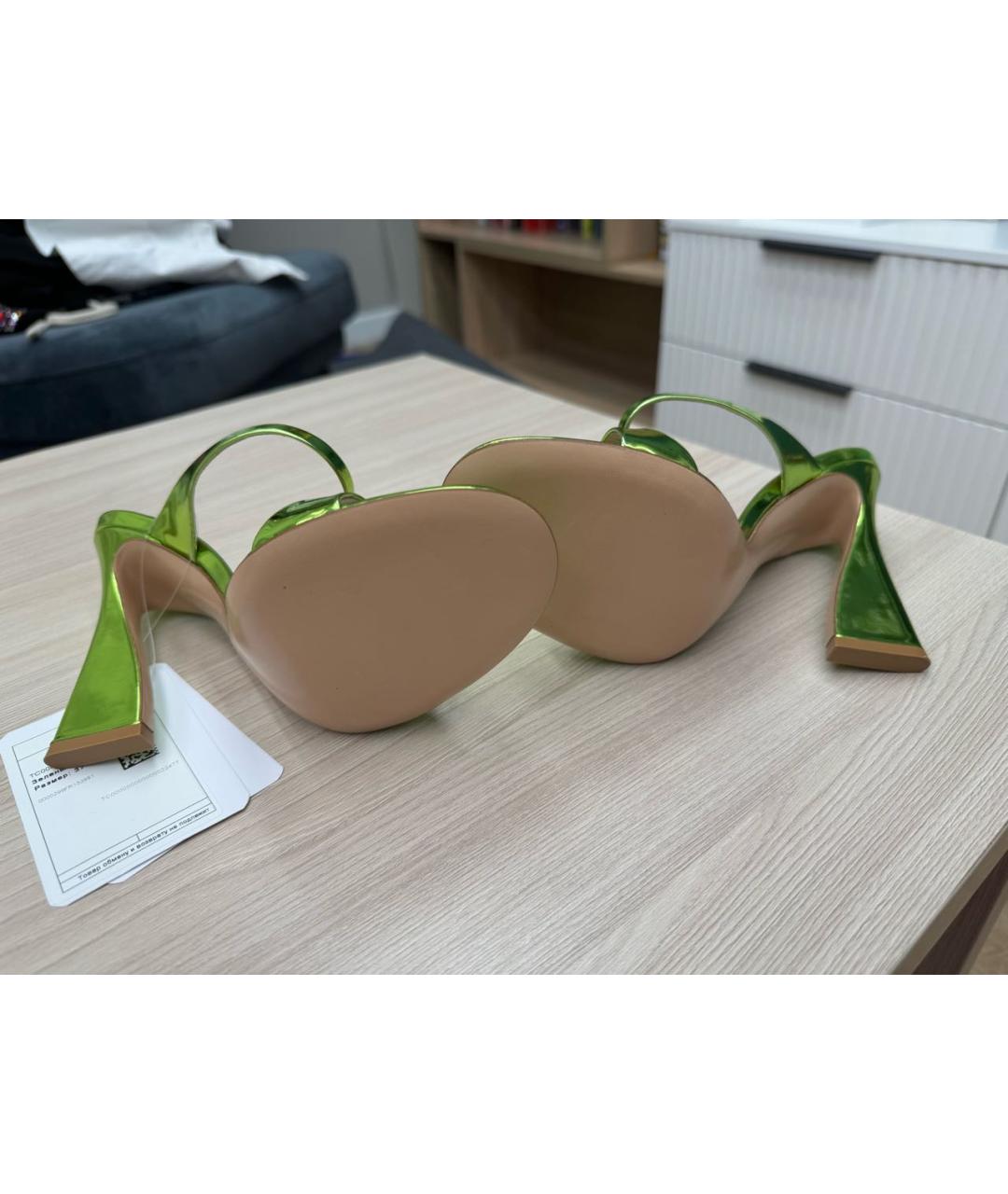 GIANVITO ROSSI Зеленые мюли из лакированной кожи, фото 5