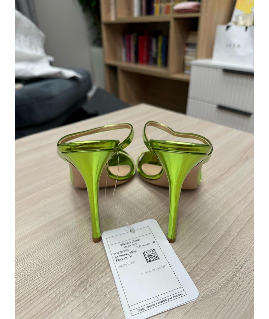 GIANVITO ROSSI Зеленые мюли из лакированной кожи, фото 4