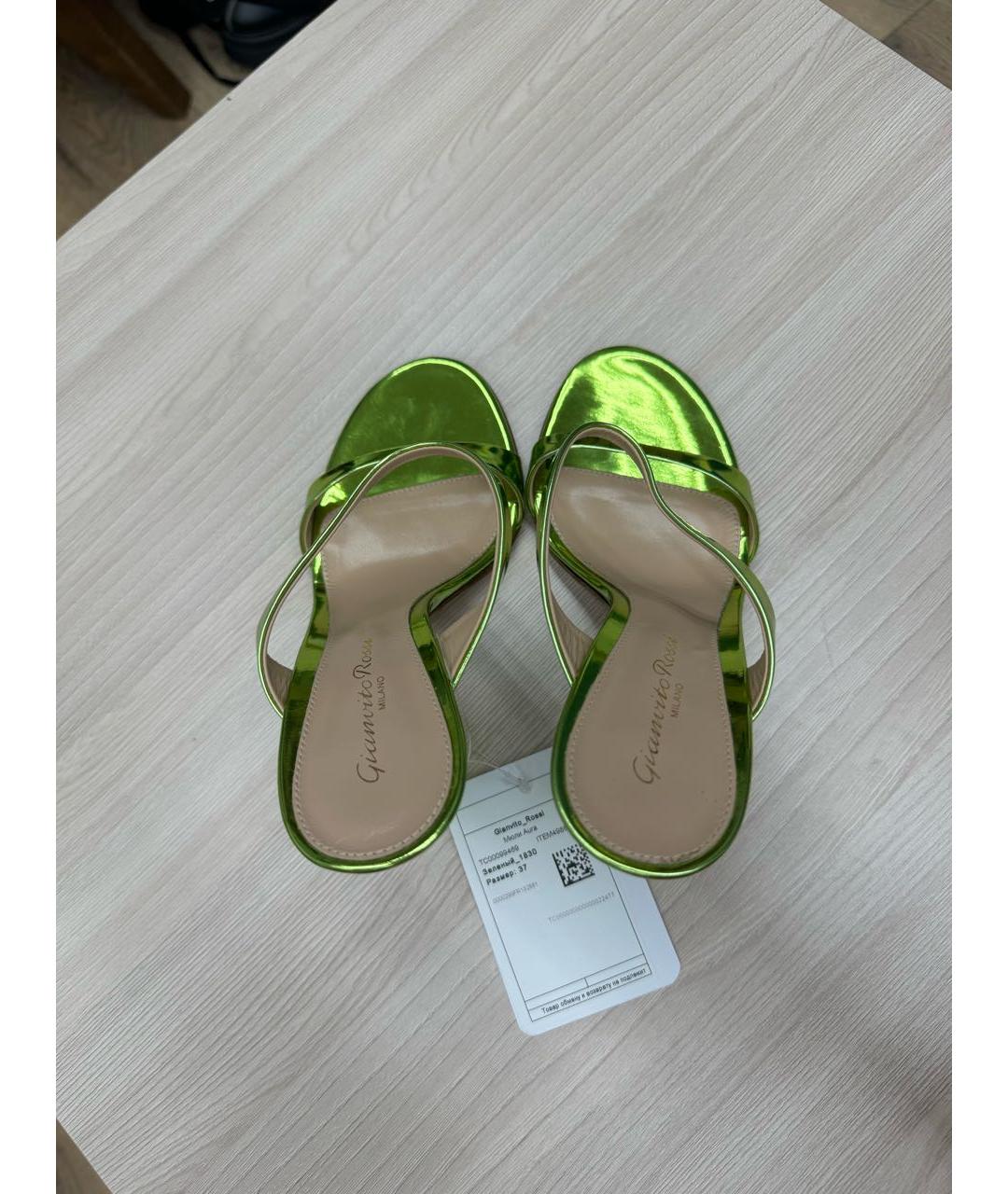 GIANVITO ROSSI Зеленые мюли из лакированной кожи, фото 3