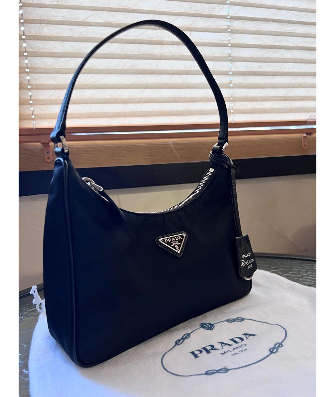 PRADA Черная тканевая сумка с короткими ручками, фото 2