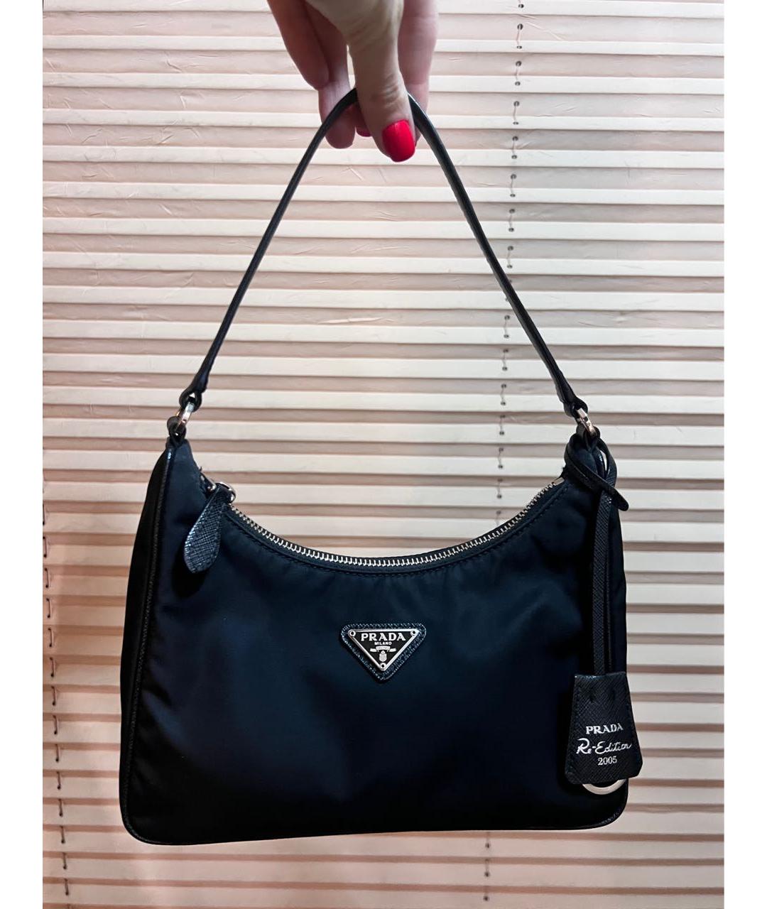 PRADA Черная тканевая сумка с короткими ручками, фото 3