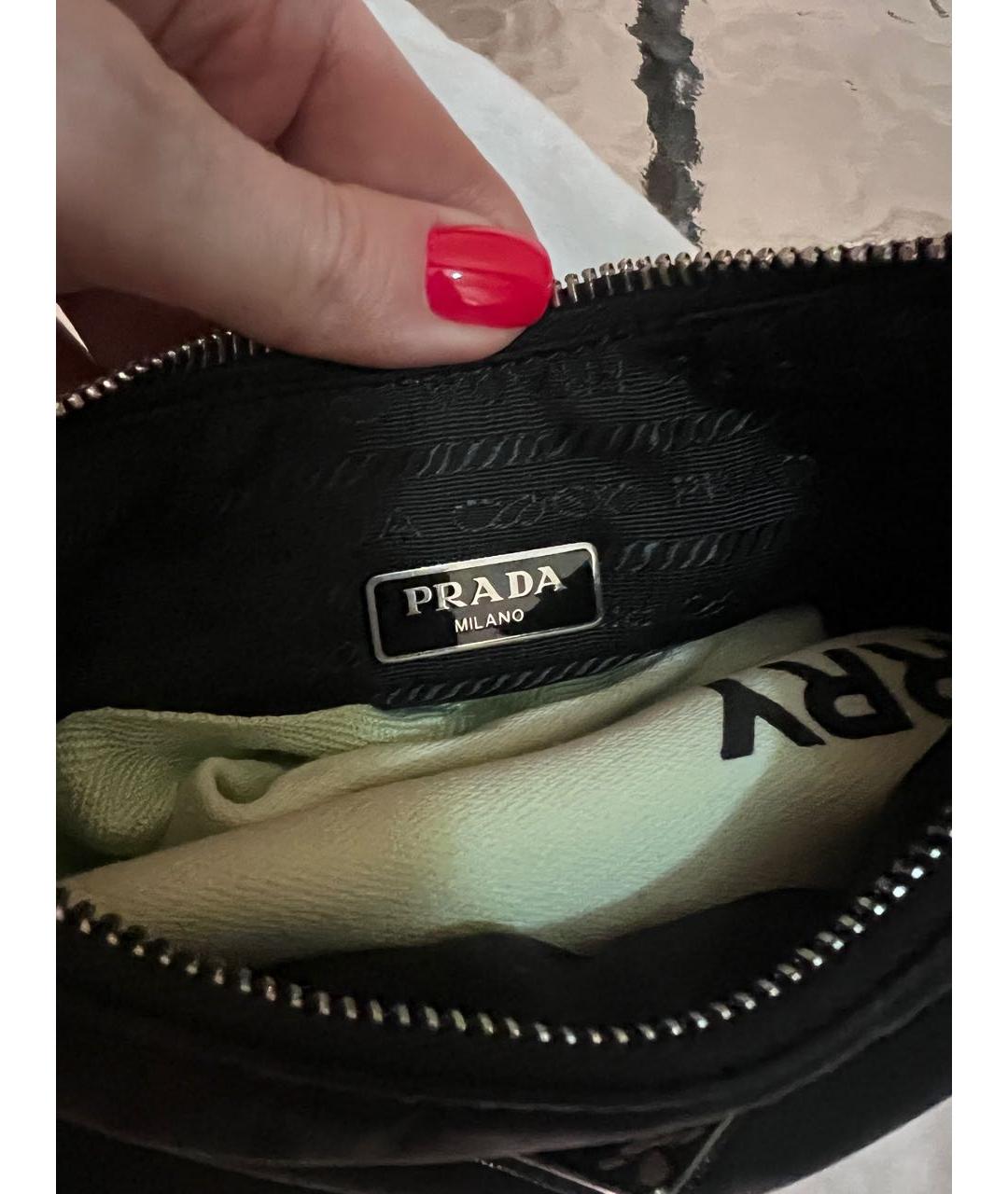 PRADA Черная тканевая сумка с короткими ручками, фото 4