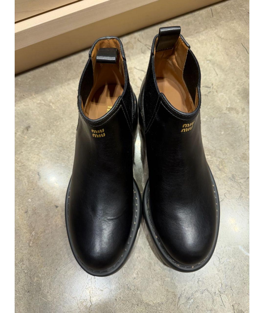 MIU MIU Черные кожаные полусапоги, фото 6