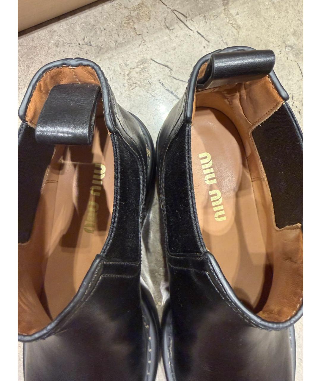 MIU MIU Черные кожаные полусапоги, фото 3