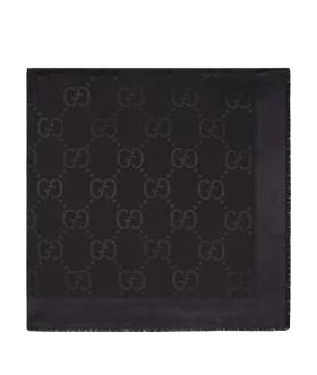 GUCCI Черный шерстяной платок, фото 1