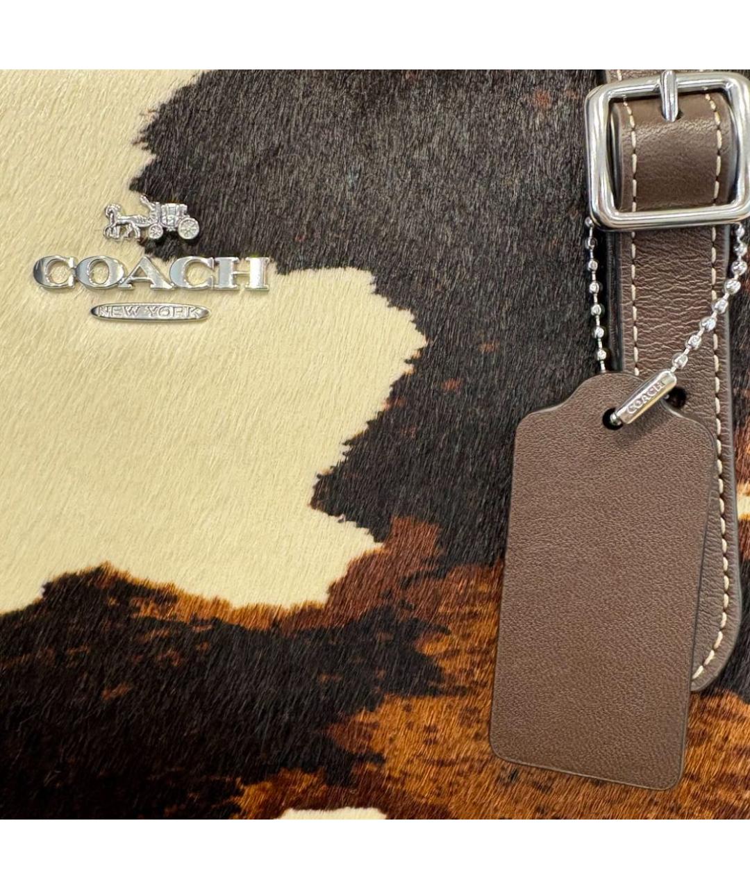COACH Коричневая кожаная сумка через плечо, фото 6