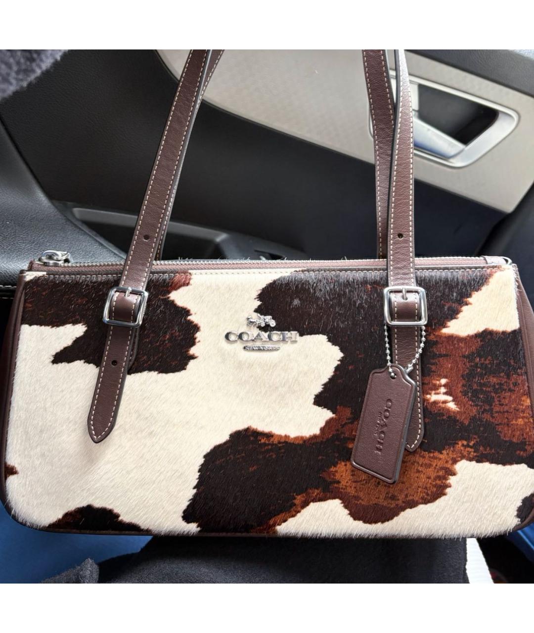 COACH Коричневая кожаная сумка через плечо, фото 7