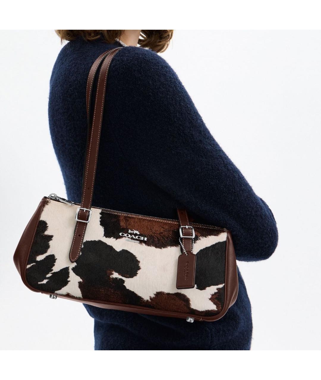 COACH Коричневая кожаная сумка через плечо, фото 4