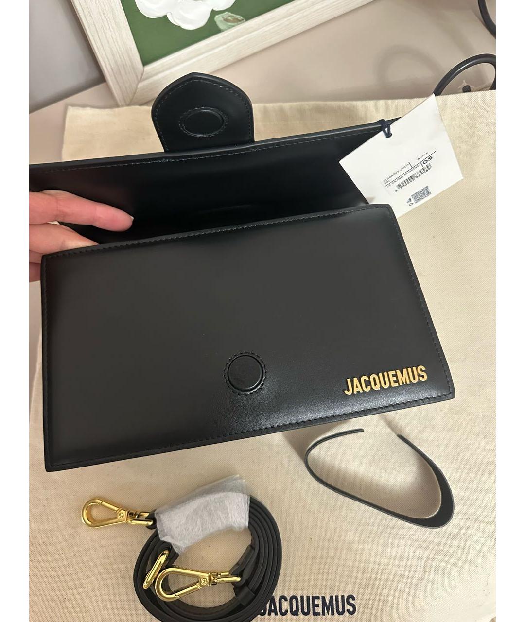 JACQUEMUS Черная кожаная сумка через плечо, фото 4