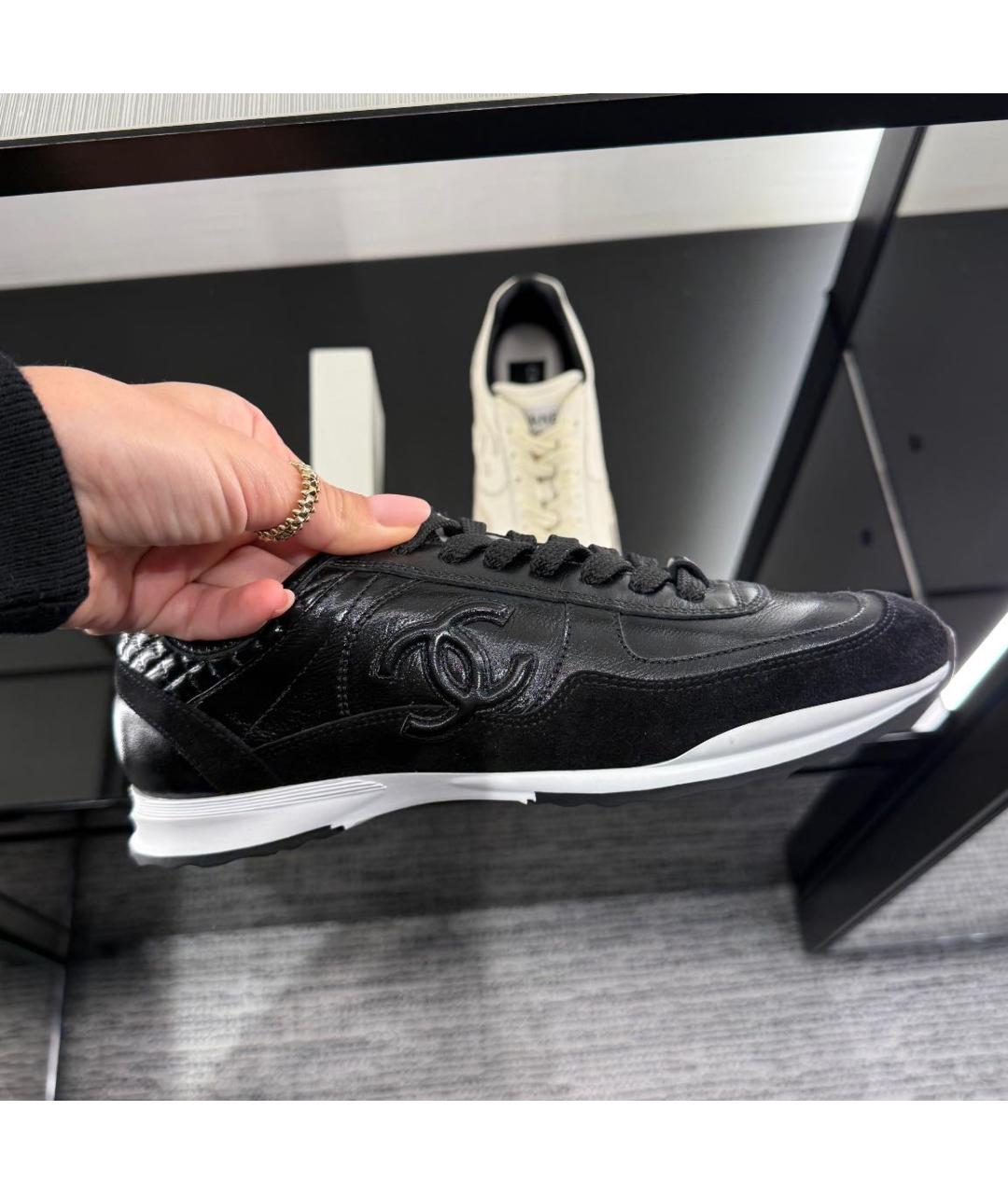 CHANEL Черные кожаные кеды, фото 2