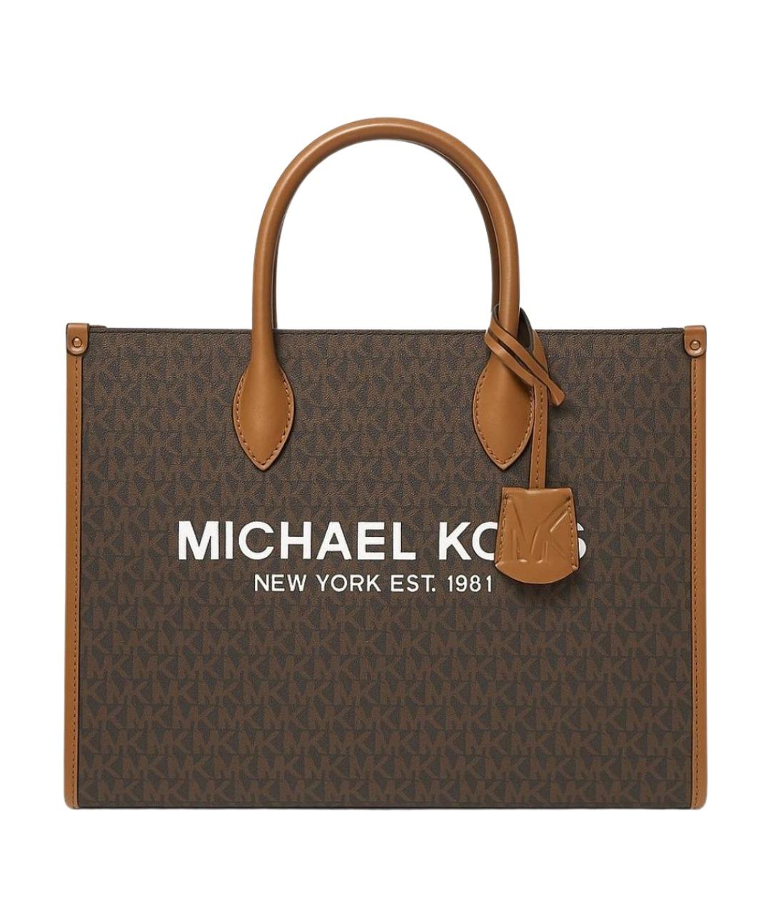 MICHAEL KORS Коричневая кожаная сумка с короткими ручками, фото 1