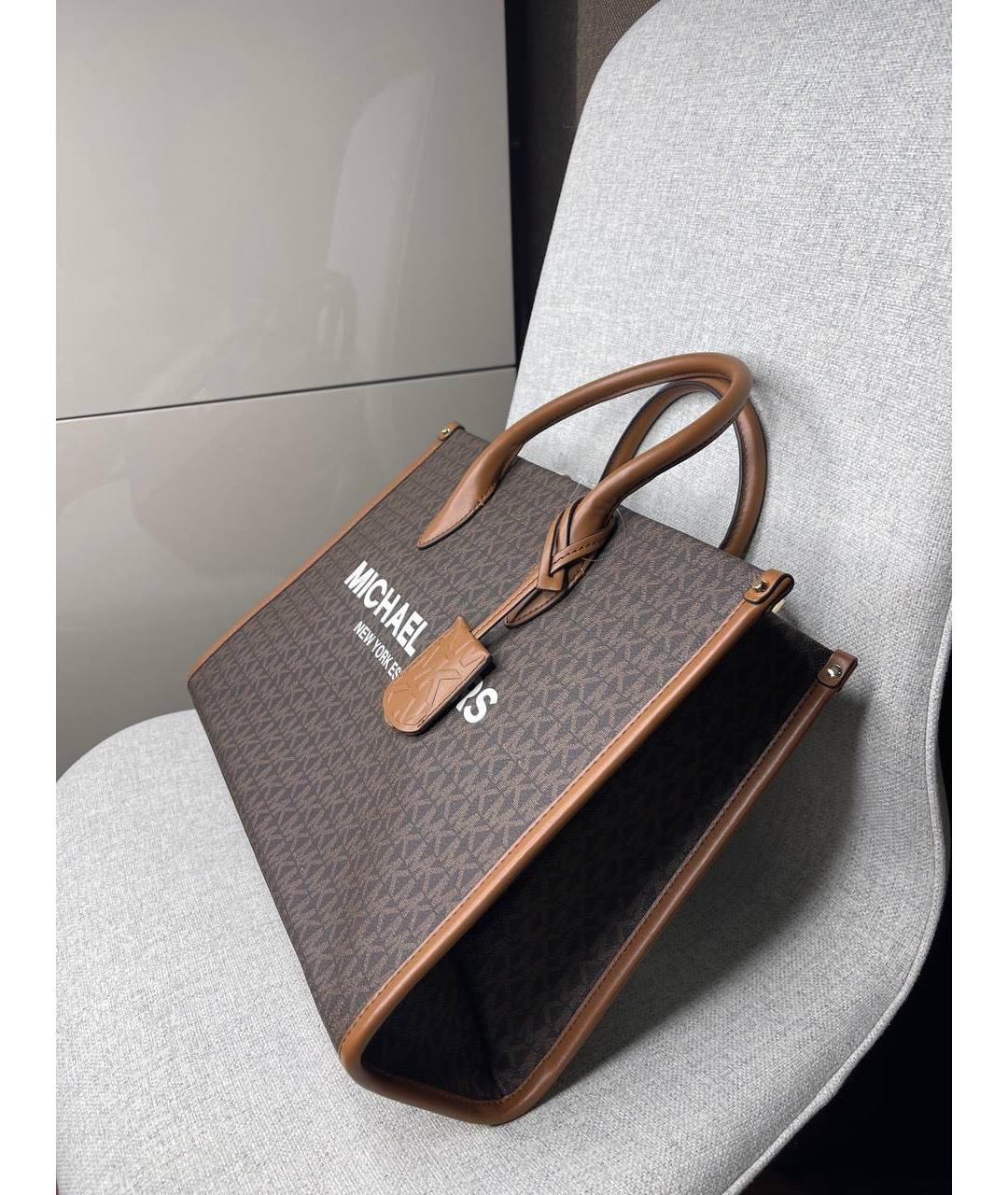 MICHAEL KORS Коричневая кожаная сумка с короткими ручками, фото 6