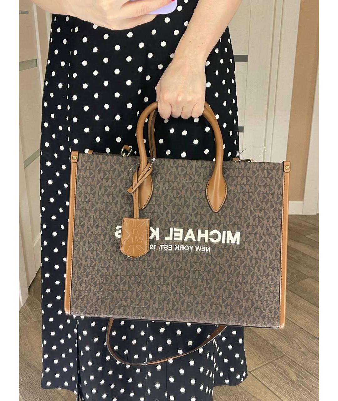 MICHAEL KORS Коричневая кожаная сумка с короткими ручками, фото 4