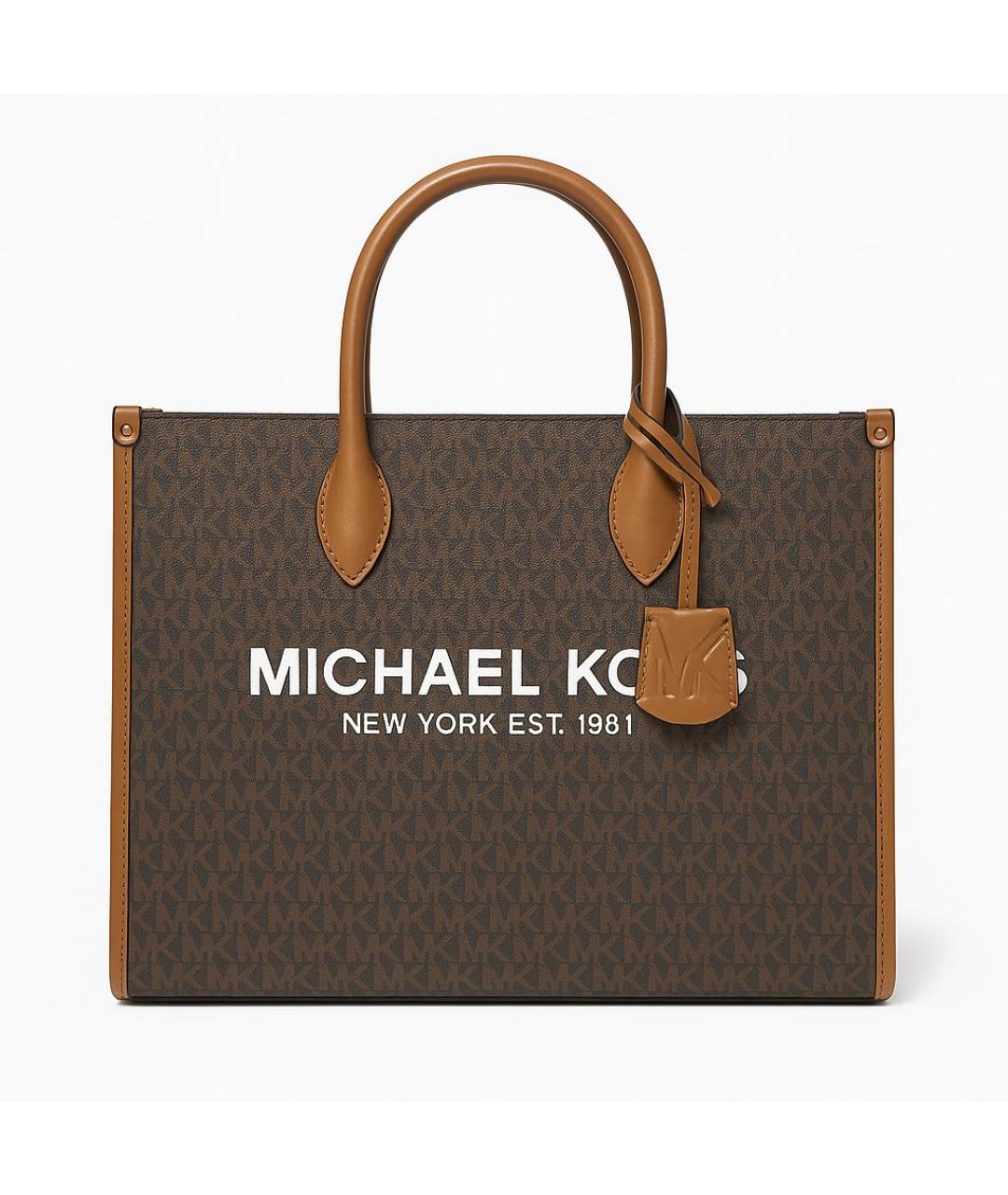 MICHAEL KORS Коричневая кожаная сумка с короткими ручками, фото 9